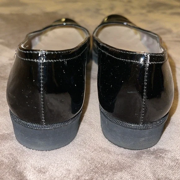 SALVATORE FERRAGAMO Black Patent Slip On Minimalist Loafer - sz 7.5 - Picture 6 of 10
